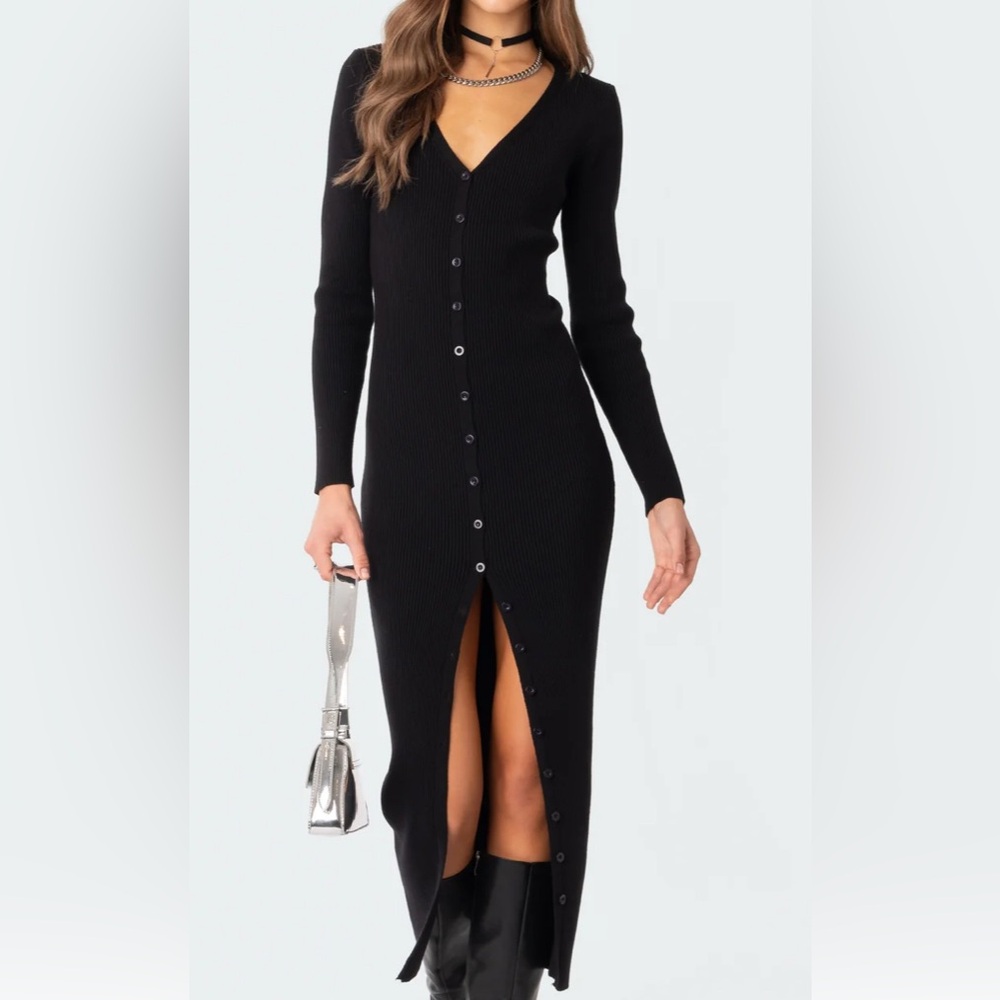 Edikted Black Maxi Sweater Dress